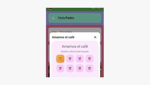 Cliente con cartón de sellos en su celular